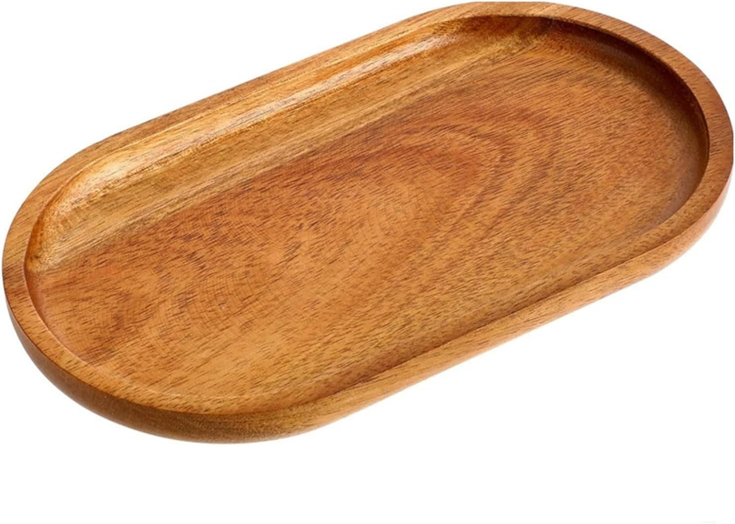 2Pcs Small Wooden Tray, Oval Wooden Plates, 7.9x4.7x0.6in Oval Kitchen Platter, Wooden Trays for Display, Decorative Tray for Kitchen Bathroom Party Snacks Appetizers Coffee Table