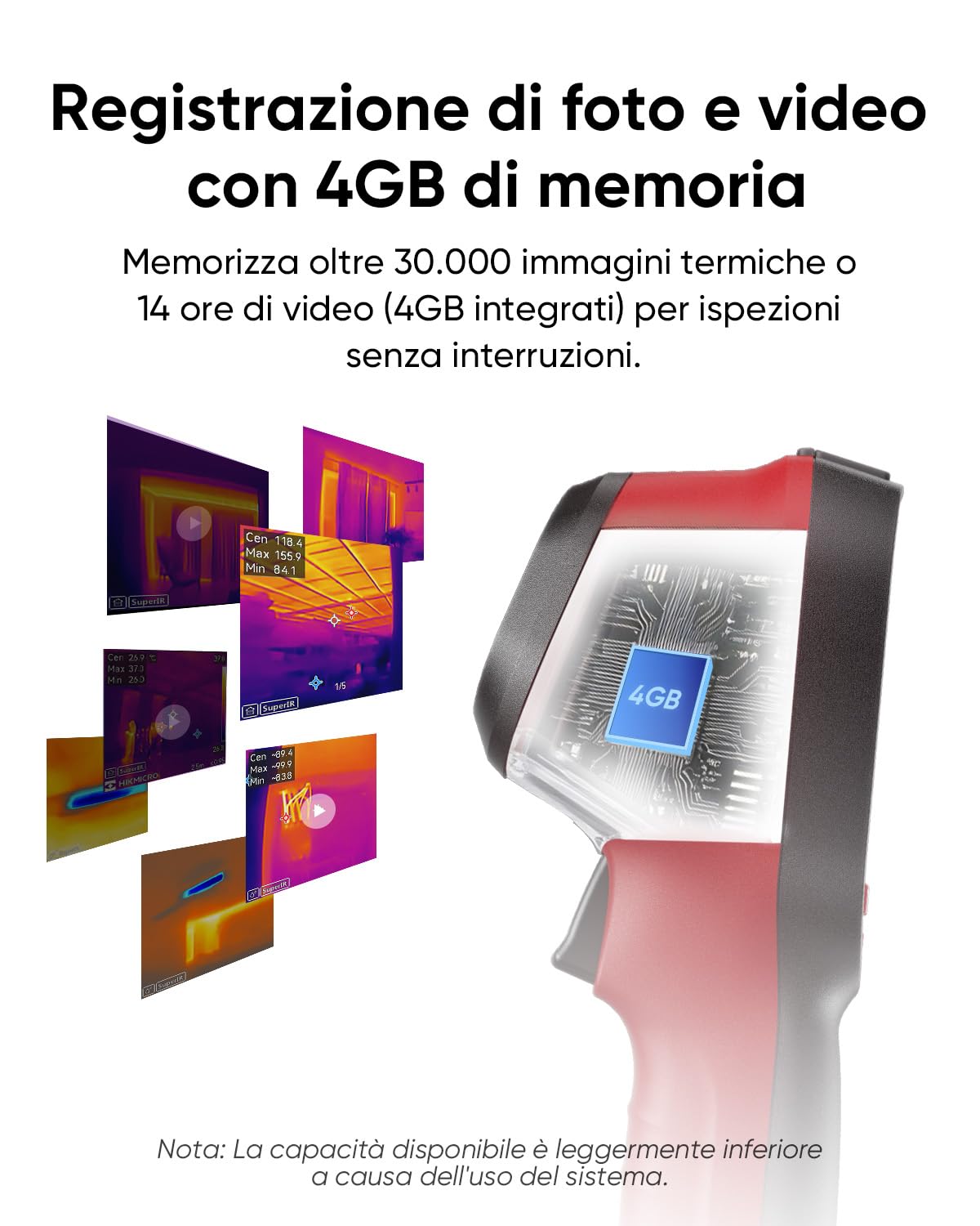 HIKMICRO D01 Telecamera Termica, Risoluzione Superiore 240x240, SuperScene, Telecamera Termica con Risoluzione IR di 96x96, Batteria da 3350mAh per 11 ore di autonomia, Registrazione di Foto e Video