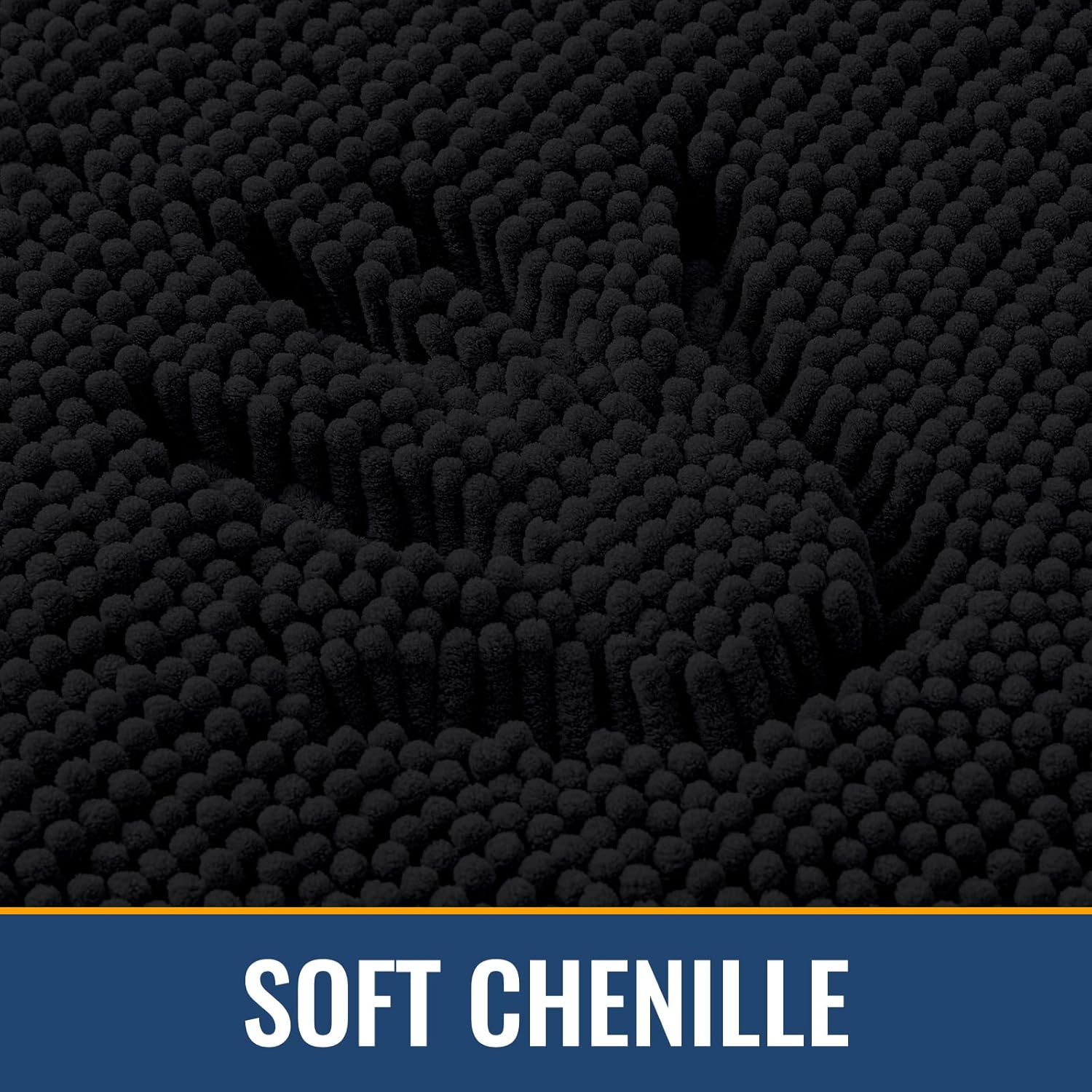 Arotive Bathroom Rugs 36x24, Extra Soft Absorbent Shaggy Chenille Bath Rugs, Machine Washable Rubber Backing Non-Slip Bath Mats for Bathroom Floor Tub and Shower, Home Decor Accessories, Black - Image 3