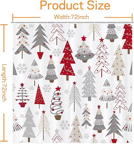 Miniatura 6 de Cortina de ducha de árbol de Navidad de invierno con copos de nieve, cortina de baño impermeable para baño, Navidad, vacaciones, decoración de baño
