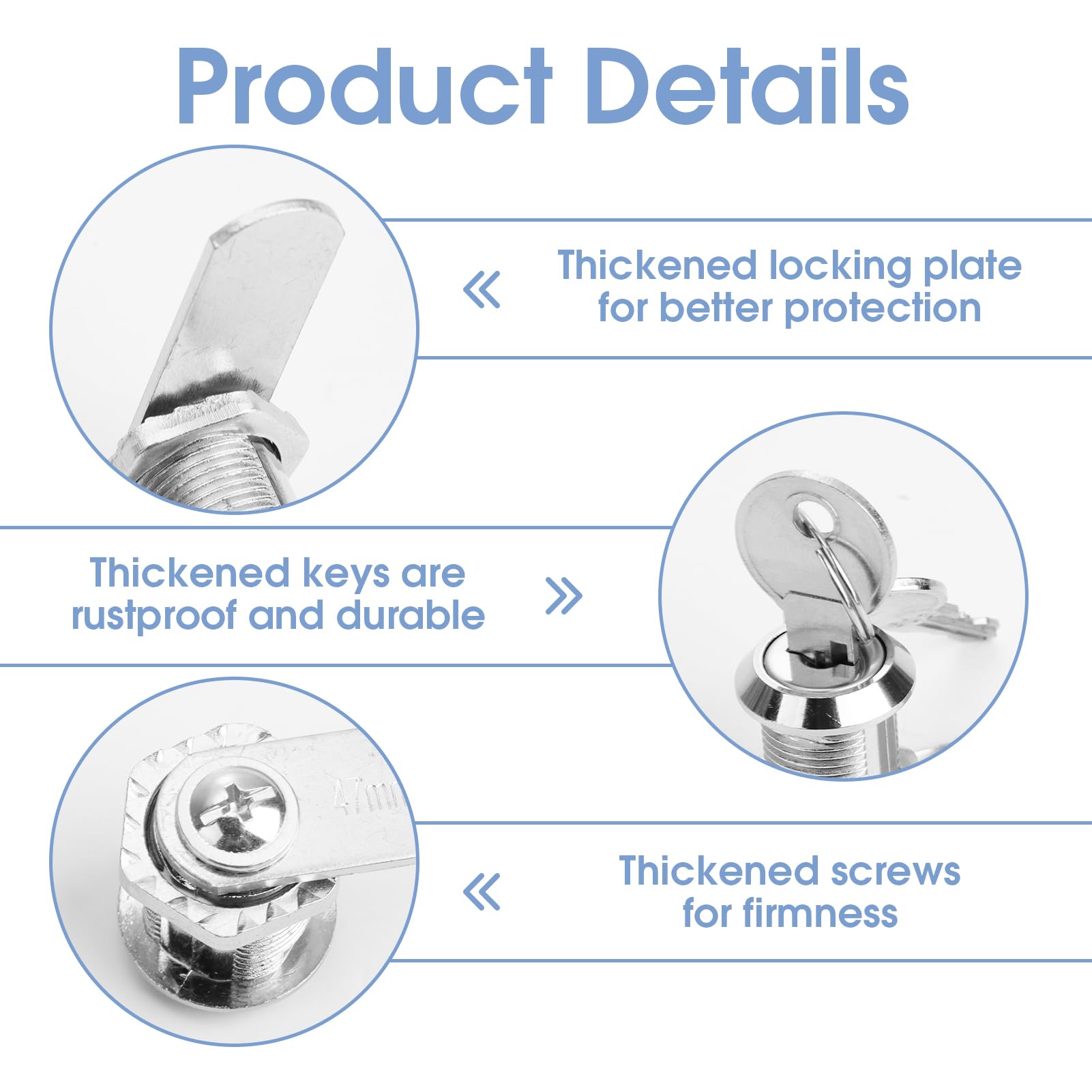 Serratura Tubolare Per Cassetta Postale - 16mm Con 4 Chiavi E 4 Piastre, Taoduod - Foto 12