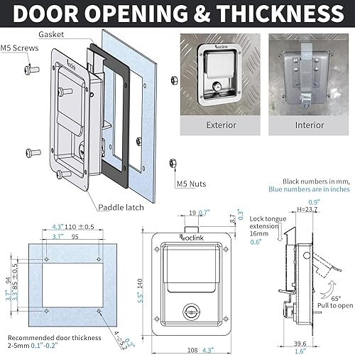 Miniatura 3 de Kit de reemplazo de cerradura de caja de herramientas para camión, pestillo de paleta de bloqueo de acero inoxidable para manija de caja de