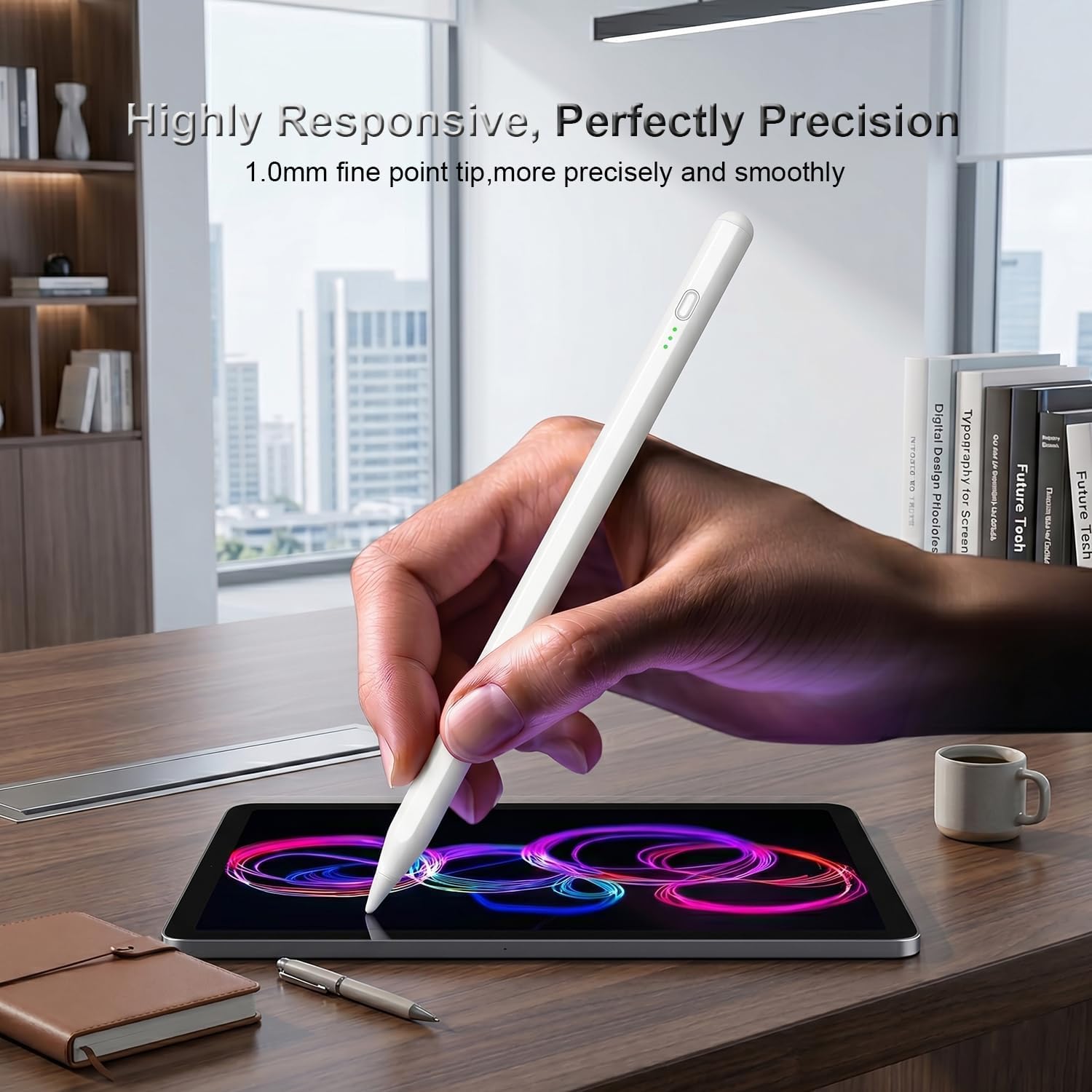 Stylus Pen for iPad, Fast Charge Active Pencil Compatible with 2018-2026 and Later iPad, iPad Pro, iPad Air, iPad mini with Palm Rejection & Tilt Sensitivity-White