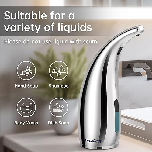 Miniatura 5 de Dispensador de jabón automático ajustable sin contacto, 4 niveles ajustables sin contacto, dispensador de bomba de jabón líquido, dispensador de