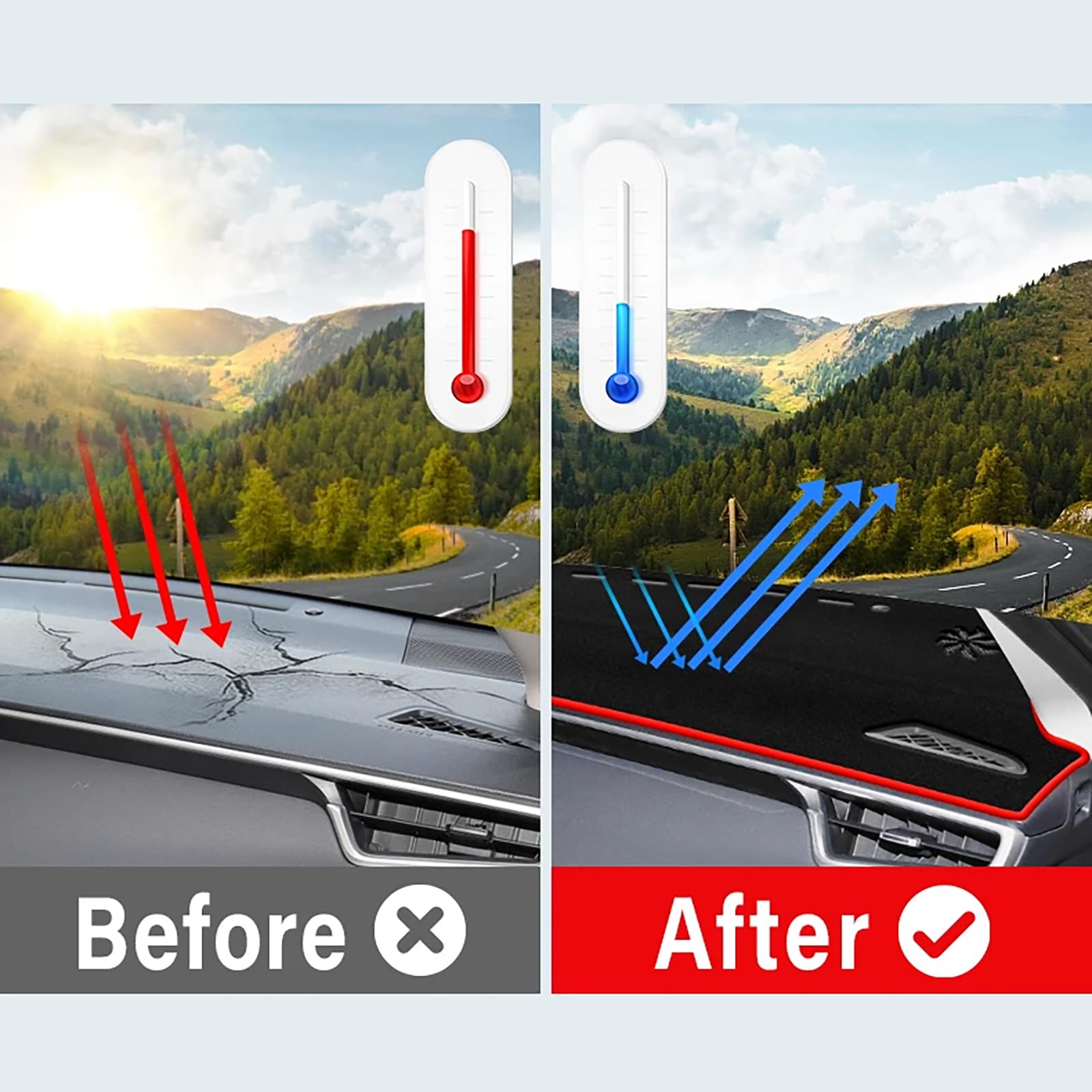 Auto Armaturenbrett Abdeckung Matte für Toyota Hilux 2015 2016 2017 2018 2019 2020 2021 2022 2023, Sonnenschutz Pad Rutschfester Teppich Dash Matte Dashboard Cover Schutzschild,LHD-A/Black