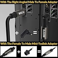 Vista 2 de Elecan Cable de audio óptico Toslink de 15 pies, 2 unidades, cable de audio digital, fibra óptica, chapado en oro, flexible y duradero, para cine
