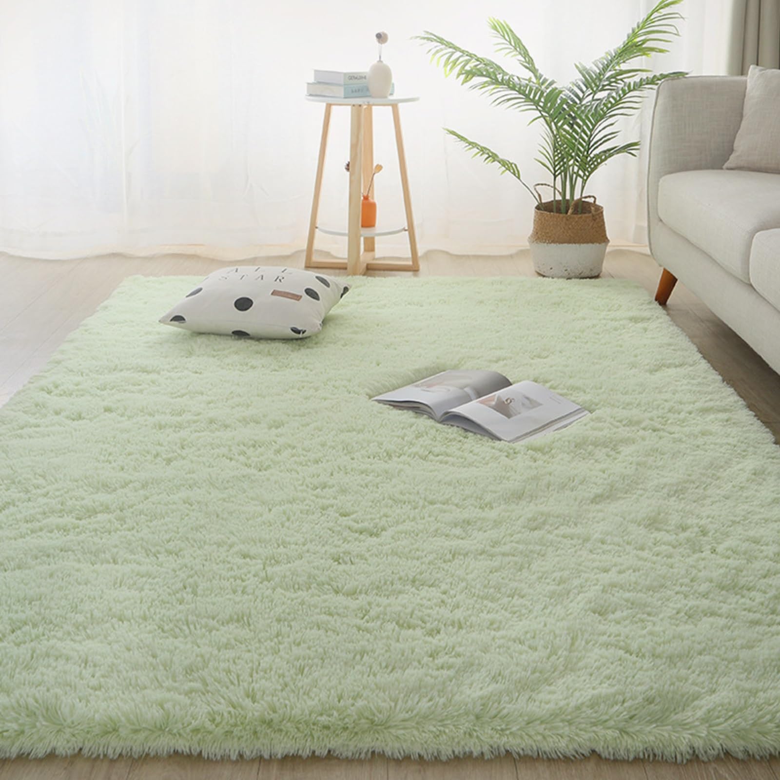 Tapis de salon à poils longs antidérapant et extra large lavable en machine