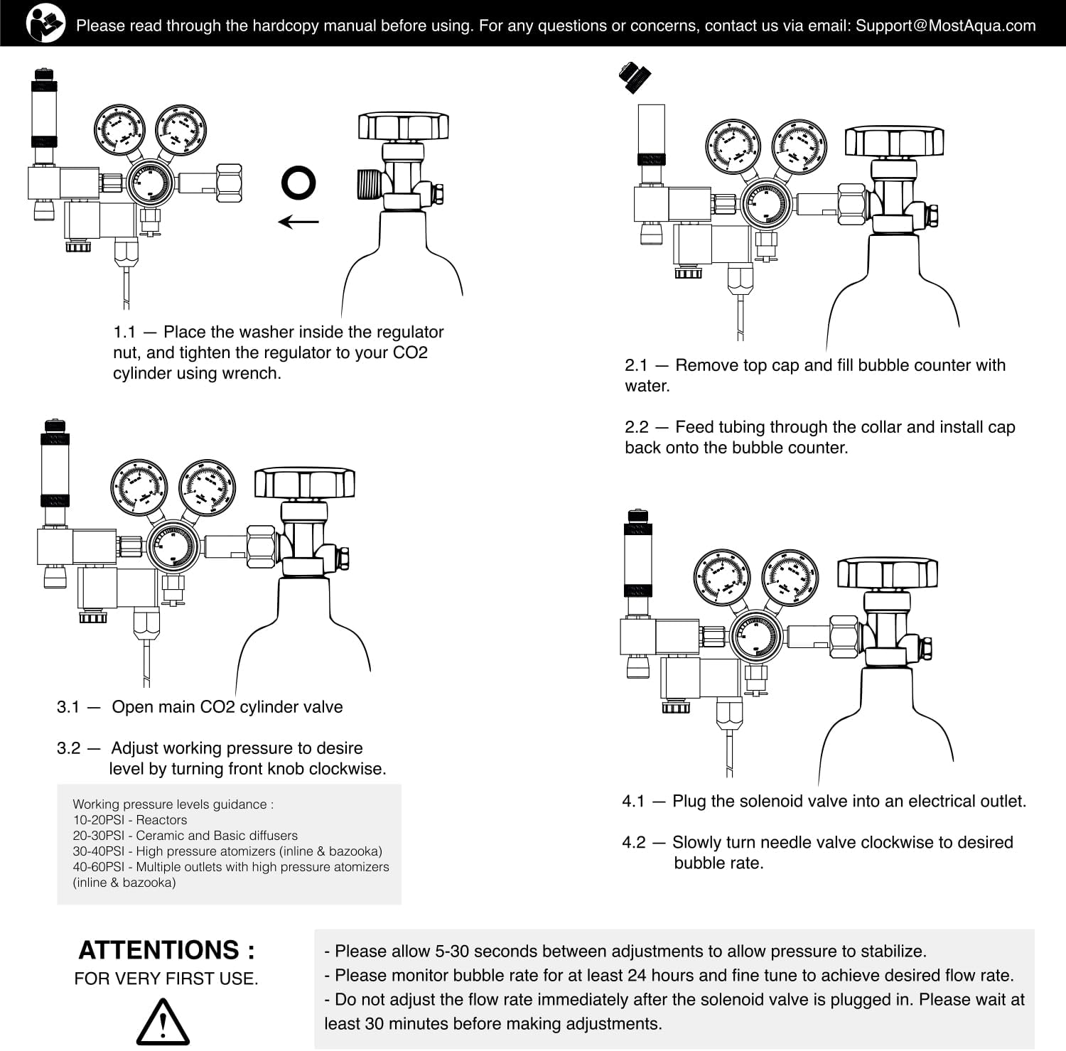 Aquarium Dual Stage Co2 Regulator, Pro-Master Series, Co2 System Kit for Aquarium Plants, Integrated Bubble Counter and Adjustable Output Pressure