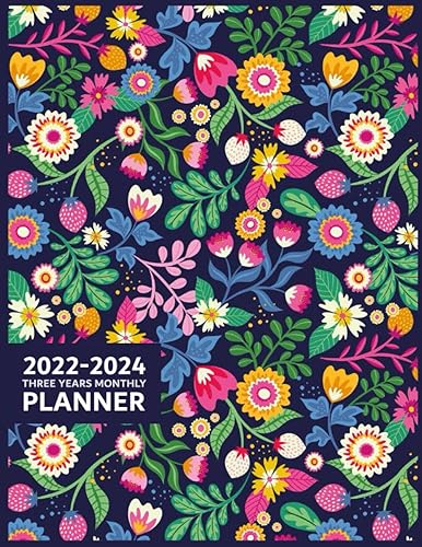 2022-2024 Three Years Monthly Planner Pretty Flowers Monthly Planner 22-24, 38 Months Starting from December 2021 to January 2025, Beautiful