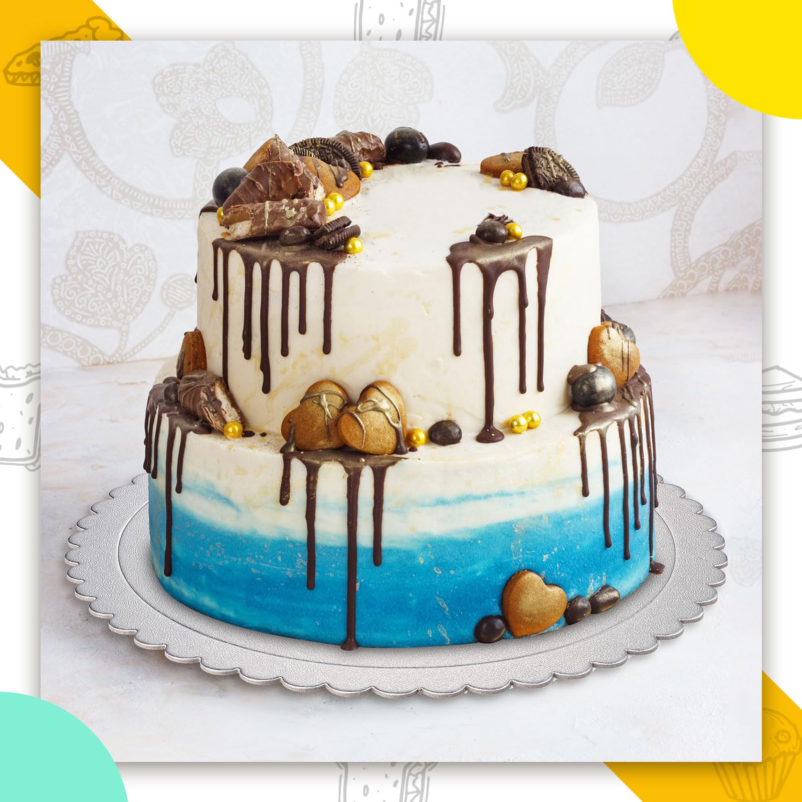 Trabag Lot De 100 Planches à Gâteau Rondes, Jetables, En Mousse, 9