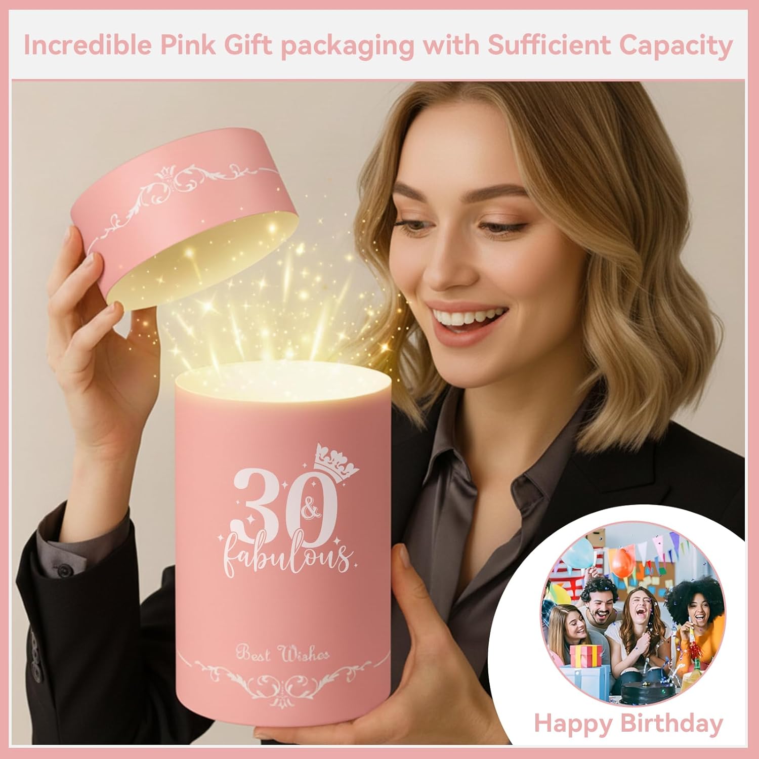 30TH Birthday Gifts for Women,Vintage Engraved 30th Wine Glass,30 Year Old Birthday Decorations For Her,30&Fabulous Sash and Tiara For Women,Friends,Sister-Turning 30th Party Favor Supplies - Image 6