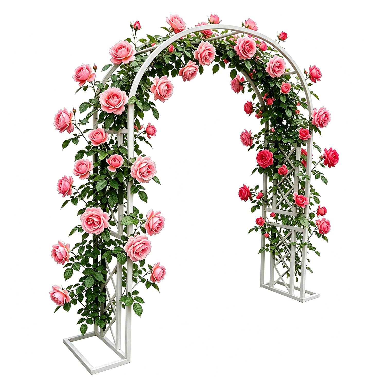 Arco de jardín de metal con enrejado de acero robusto y base de alta estabilidad