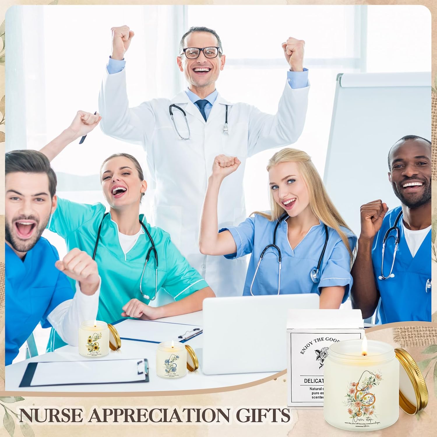 Yexiya 16 Pcs Nurse Week Gifts 3.5 oz Nurse Candle Soy Wax Scented Candles School Appreciation Gifts for Medical Assistant Practitioner Women Men, 6 Scents