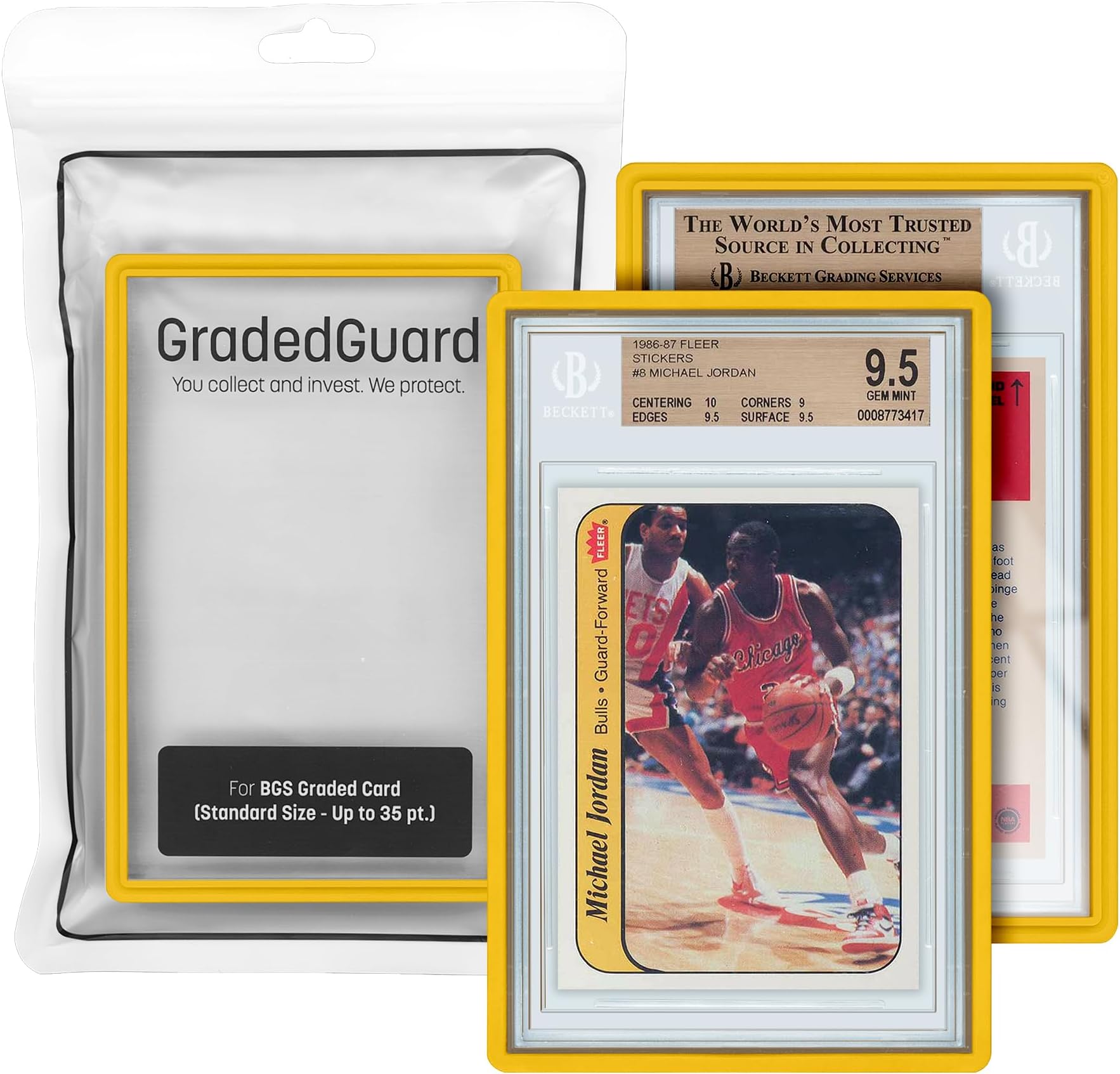 GradedGuard Graded Card Guard Case for Standard BGS Slab Case | Multiple Colors | Soft Touch Matte Finish | Stackable | Made to Fit BGS | Two Piece TPU and PC Design. (Yellow)