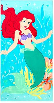 Disney Store Official Ariel Beach Towel with The Little Mermaid Screen Art on Topside - Measures 29" x 58" - Soft & Absorbent for Pool or Beach - Bath Towels for Kids Who Love Princesses & Ariel