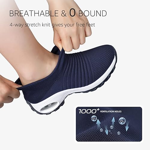 Miniatura 3 de STQ Womens Slip on Walking Shoes Breathable Non Slip Work Shoes Comfortable Air Cushion Orthopedic Sneakers with Arch Support