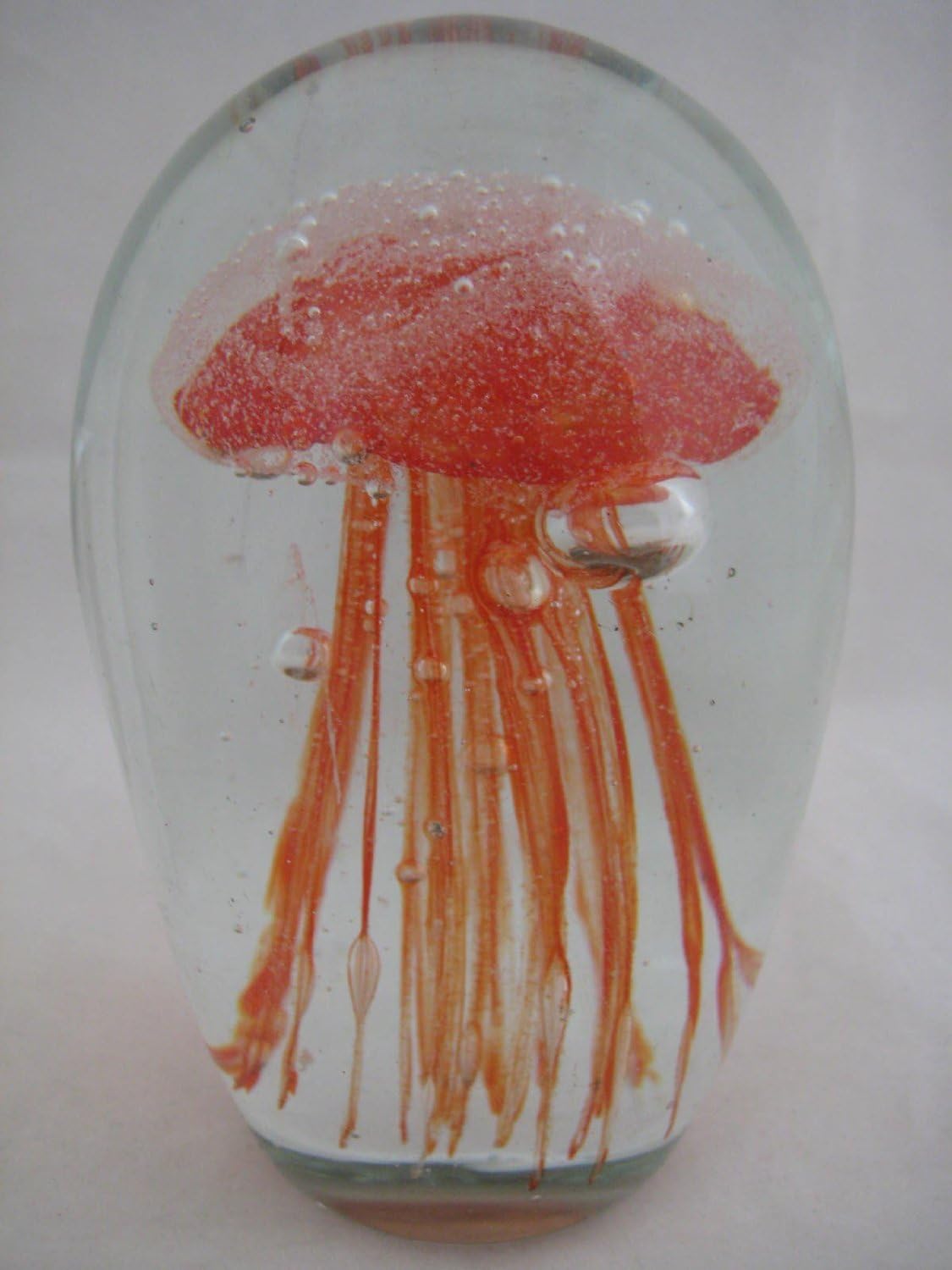 Glass Jellyfish Paperweight Color Red 6" (Glow in Dark) Jelly Fish Paper Weight