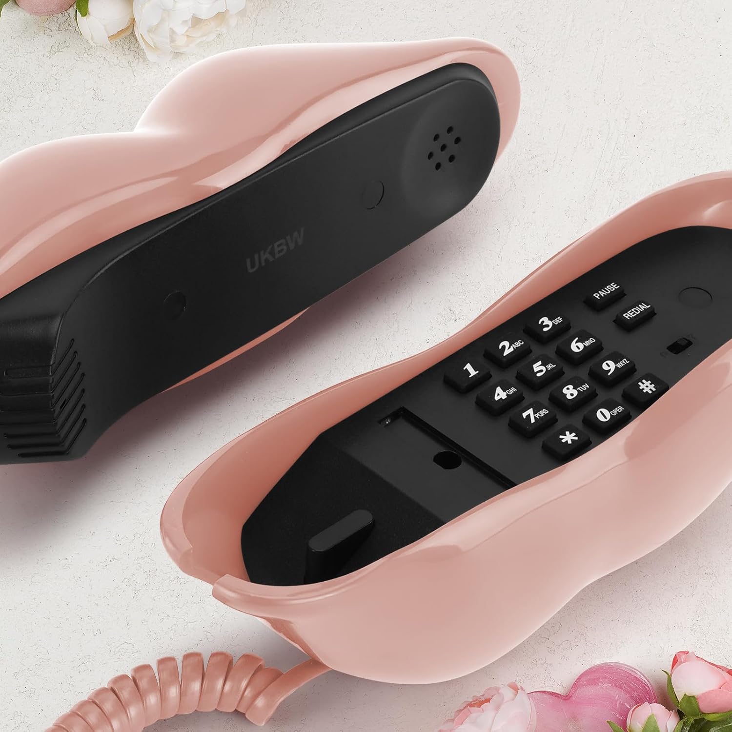 UKBW Audio Guest Book Wedding Phone, 32G Record Customized Audio Message,Interesting Mouth Lip-Shaped Audio Guestbook for Birthdays Parties Confessions Special Occasions (Pink) - Image 8