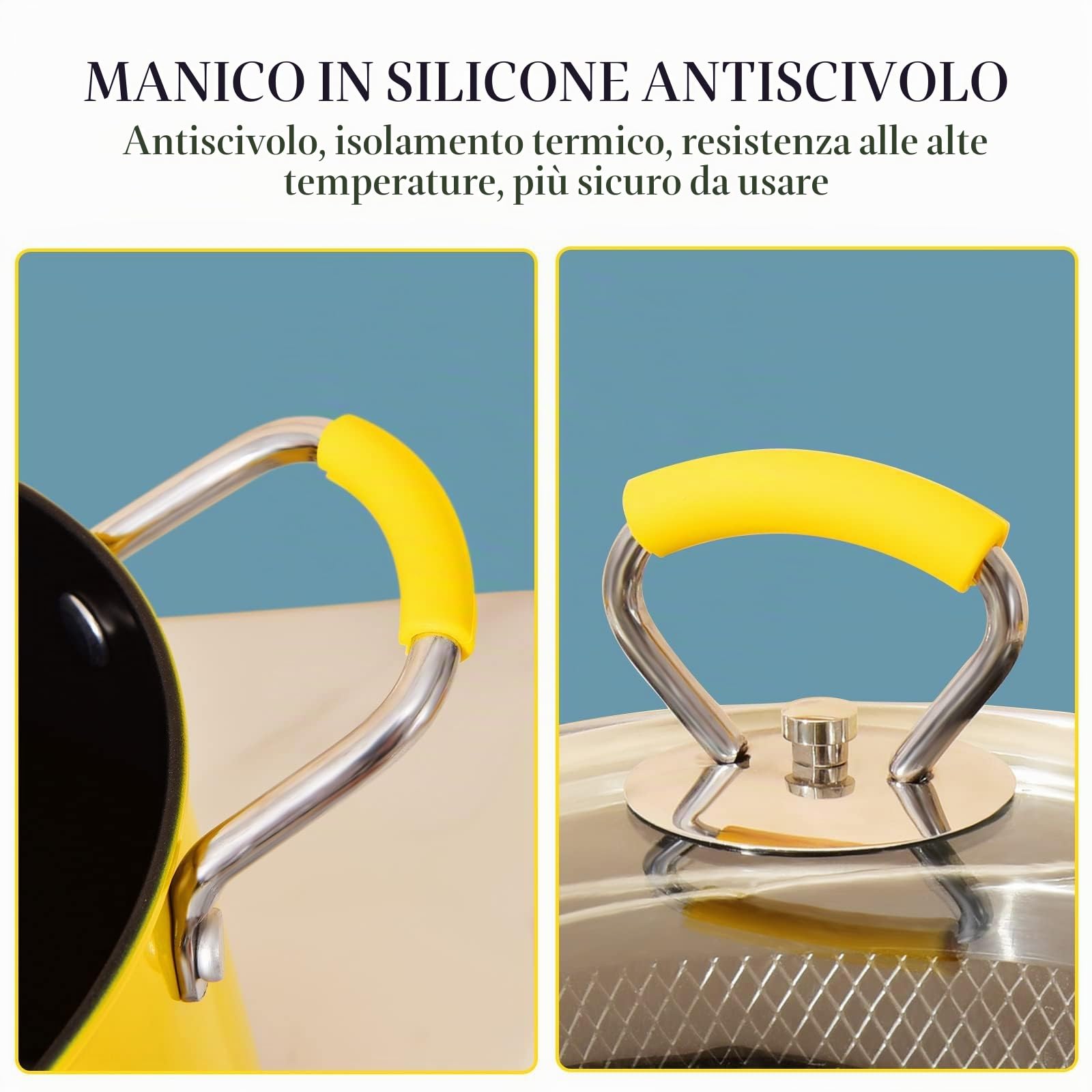 PARACITY Friggitrice 3L con Cestello, Padella Piccola con Manico in Silicone Antiscottatura, Acciaio Inossidabile 304, per Friggere Patatine Fritte, Pesce e Pollo