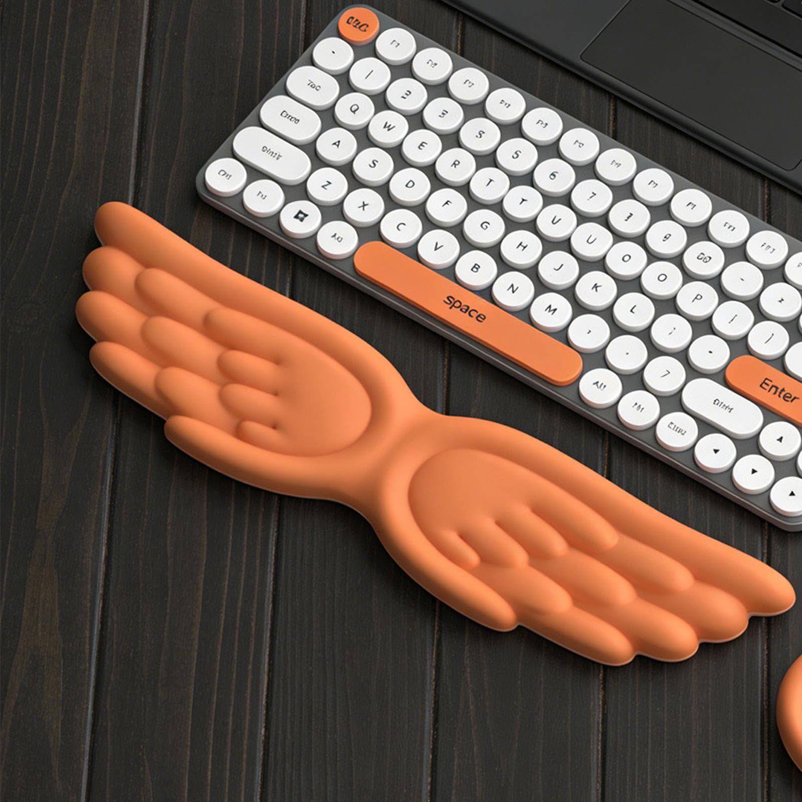 Reposamuñecas para Teclado de Muñeca Almohadilla de Silicona Función Ergonómica Superficie Antideslizante Apto para Oficina Hogar Taller, Naranja