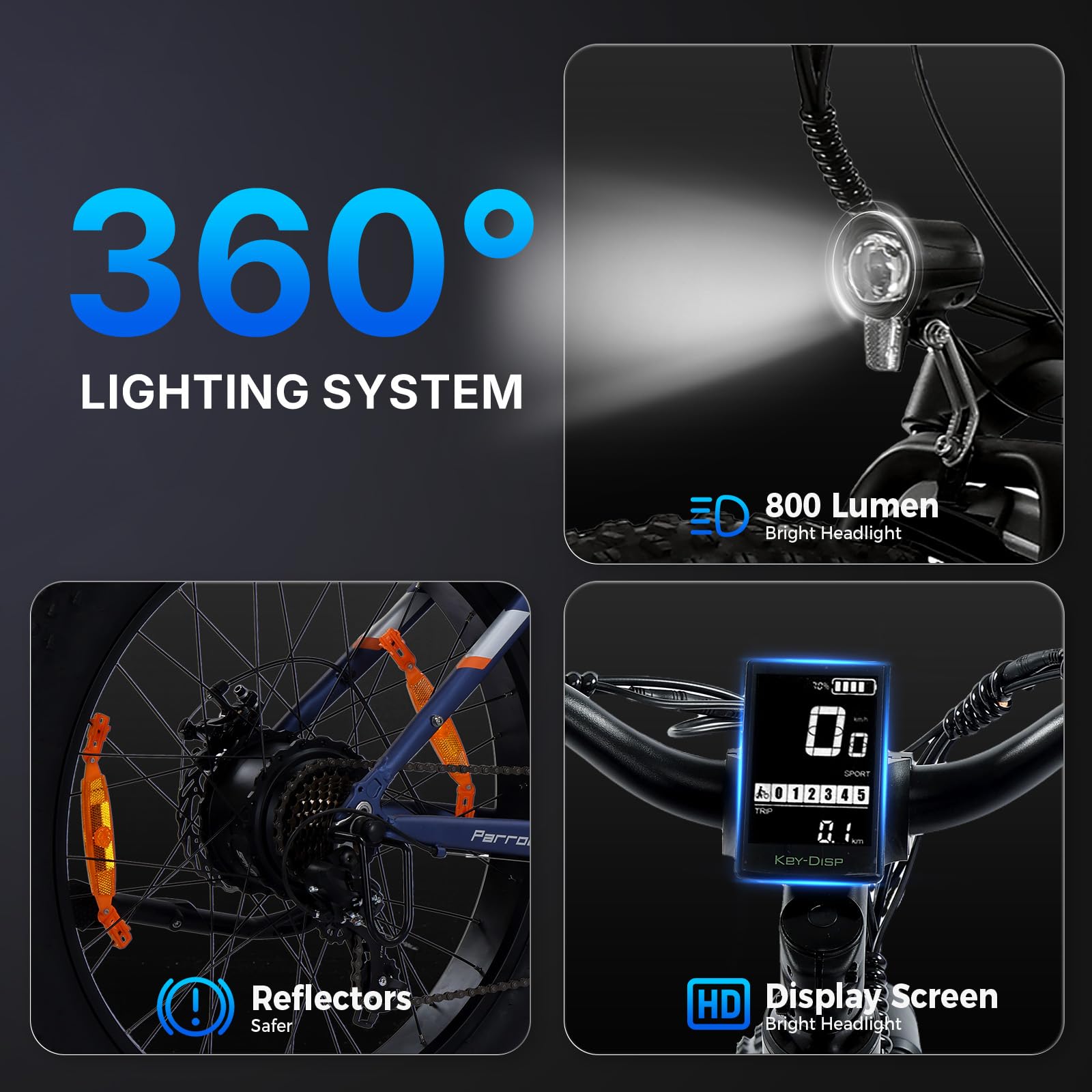 SPATIAL Bicicleta Eléctrica Montaña de 26" con Neumáticos Anchos de 4.0" y Batería de 48 V 13Ah y 624 WH