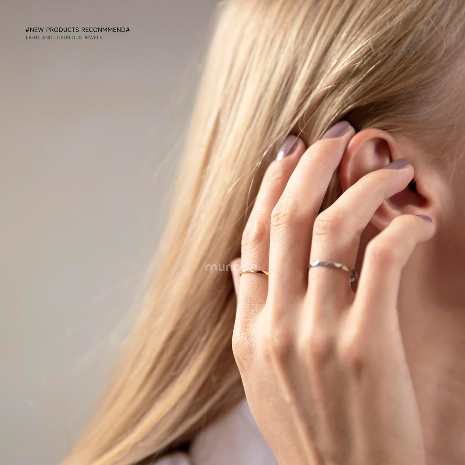 Multi-faceted Stackable Band Ring for Women,14k Gold Plated Titanium Steel Dainty Cute Comfort Thumb Knuckle Rings Size 5-10 - Image 4