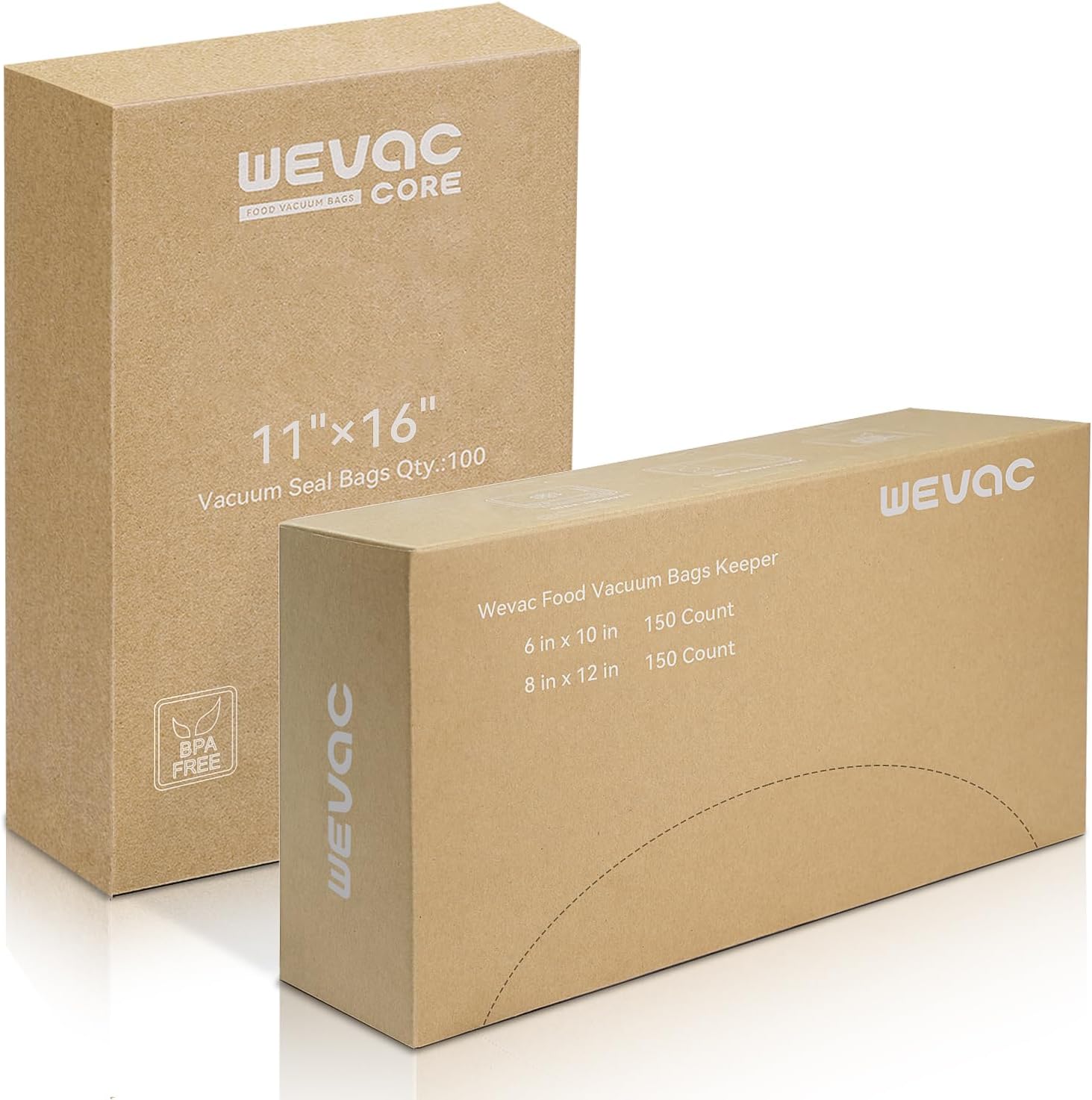 Wevac Vacuum Sealer Bags Bundle - 300 Count 6"x10" & 8"x12" Pre-Cut Bags + 100 Count Gallon 11"x16" Bags, Commercial Grade, BPA Free, Heavy Duty, For Food Saver, Meal Prep, Freezer Storage & Sous Vide
