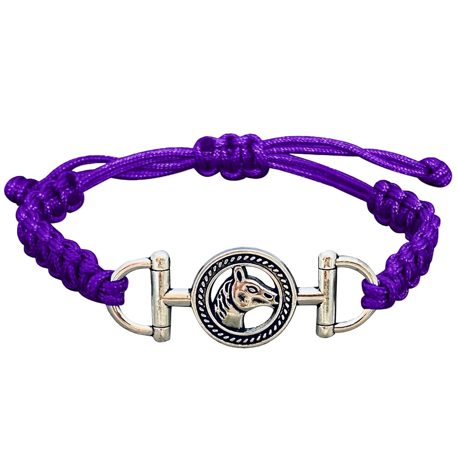 Girls Horse Charm Bracelet, Horse Lovers Equestrian Jewelry – Adjustable Friendship Braided Rope Stirrup Bracelet for Women, Teenagers and Girls