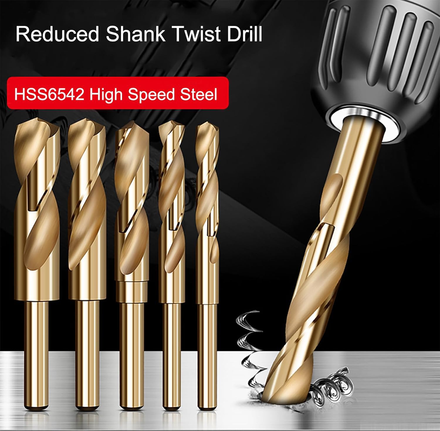 NACX 18.5mm Reduced Shank Cobalt Drill Bit, HSS 6542 High-Speed Steel Twist Drill Bits with 1/2” Shank for Stainless Steel Alloy Metal Plastic Wood
