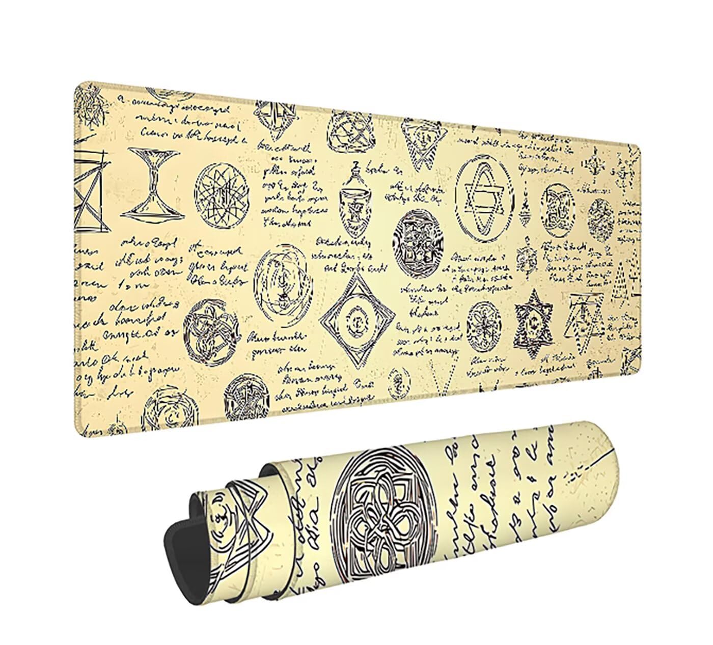 Gamingowa podkładka pod mysz XXL, 1600 x 800 x 3 mm, retro, antypoślizgowa, XXL, beżowa, duża, podkładka na biurko, nadaje się do prania, antypoślizgowa gumowa podstawa, podkładka pod mysz i