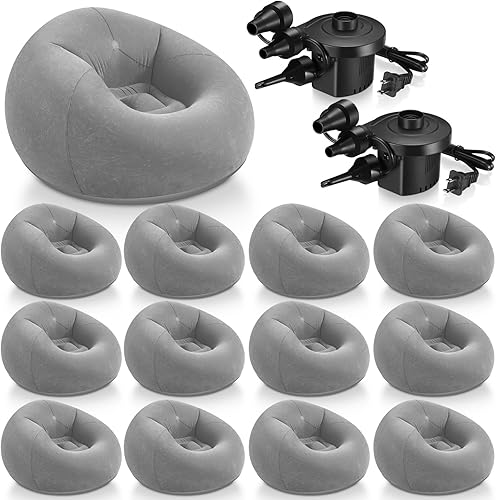 Realspring 12 sillas puff para adultos, sillas inflables con bomba de aire eléctrica, sofá plegable portátil inflable para leer, sala de estar,