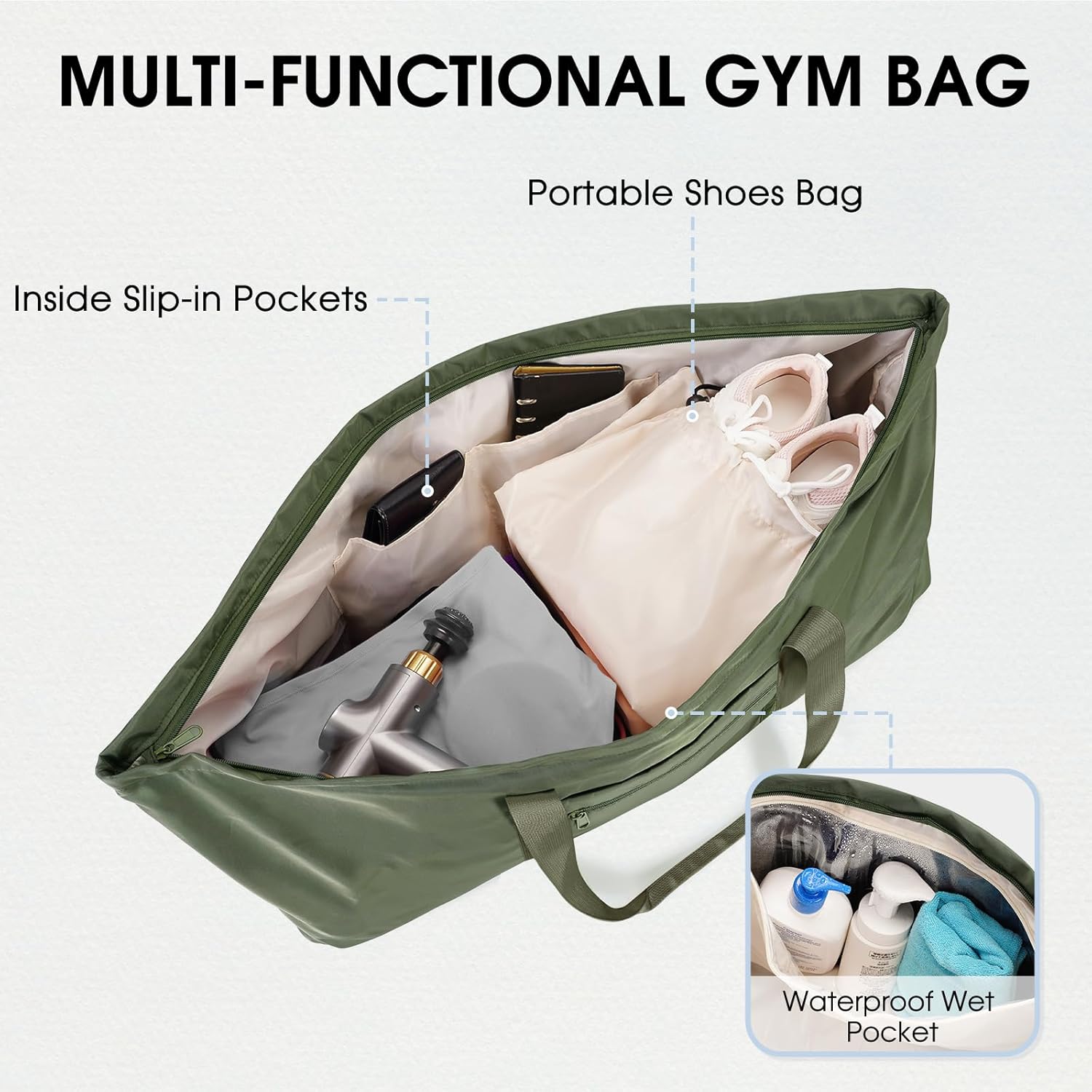 Large Yoga Mat Bag with Shoes Compartment and Wet Pocket Ladies Pilates Gym Tote Bag with Yoga Mat Holder Strap for Women Men Workout Carrier Stuff Accessories - Image 3