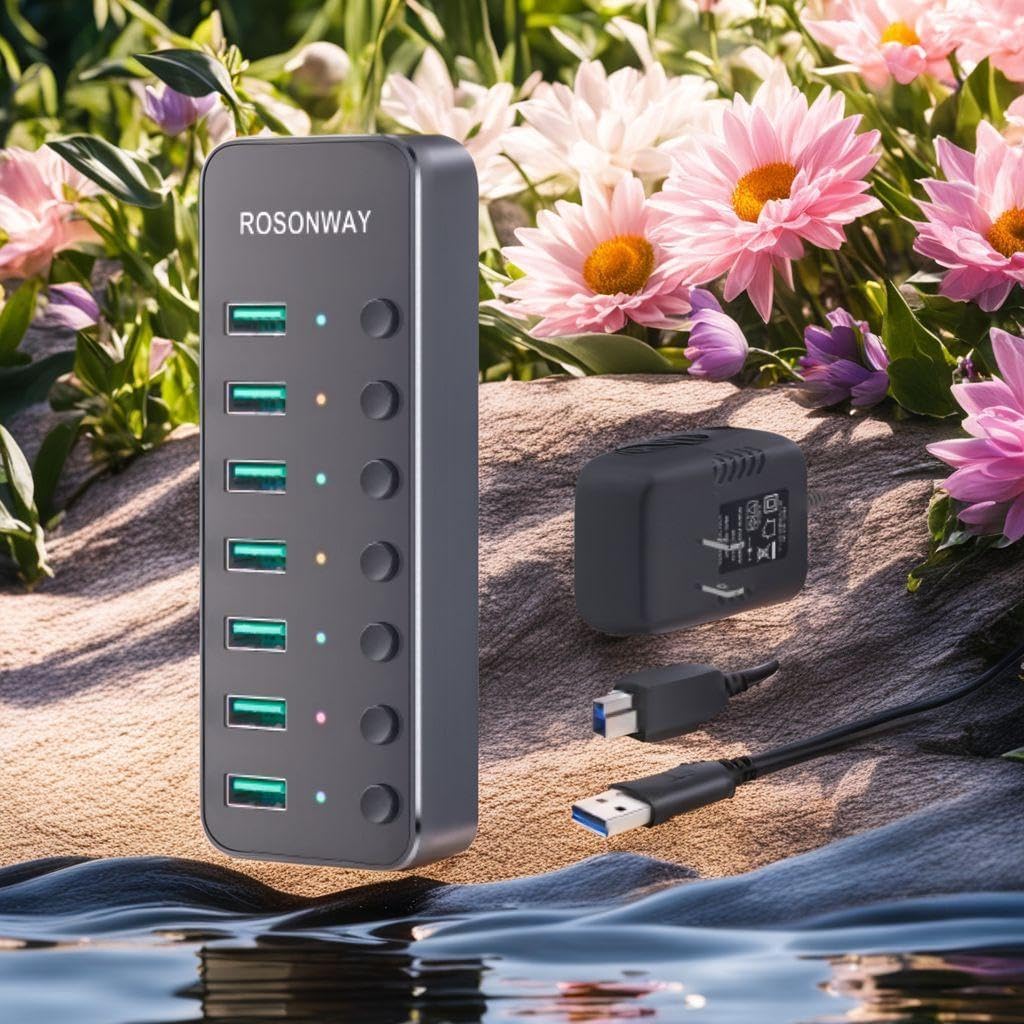 アルミ製 7ポート USBハブ3.0 5Gbps高速転送