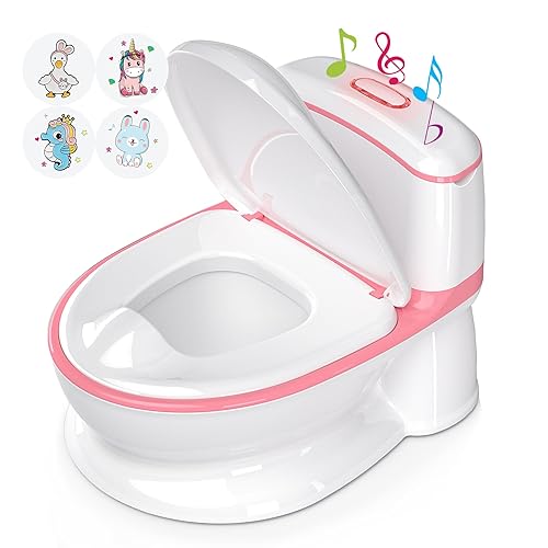 Inodoro de entrenamiento para ir al baño de sensación real para niños y niñas, asiento de entrenamiento para ir al baño con almacenamiento de