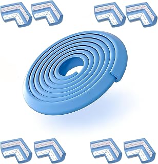 Hörn och Kantskydd, Starkt Självhäftande, 5 M L-formad Dämpningsremsa for Bord, Skåp, Vägghörn och Trappsteg(Blue)