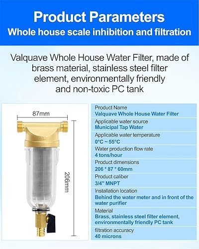 Miniatura 6 de Filtro de agua para toda la casa, sistema de prefiltro de sedimentos giratorios de 40-50 micrones, MNPT de 34 pulgadas, latón resistente sin plomo