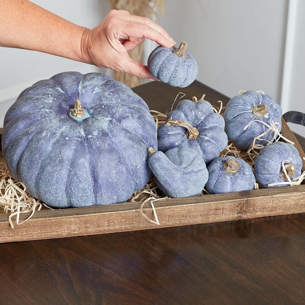 Factory Direct Craft Denim Blue Artificial Mixed Pumpkins for Fall Decorating and Displays