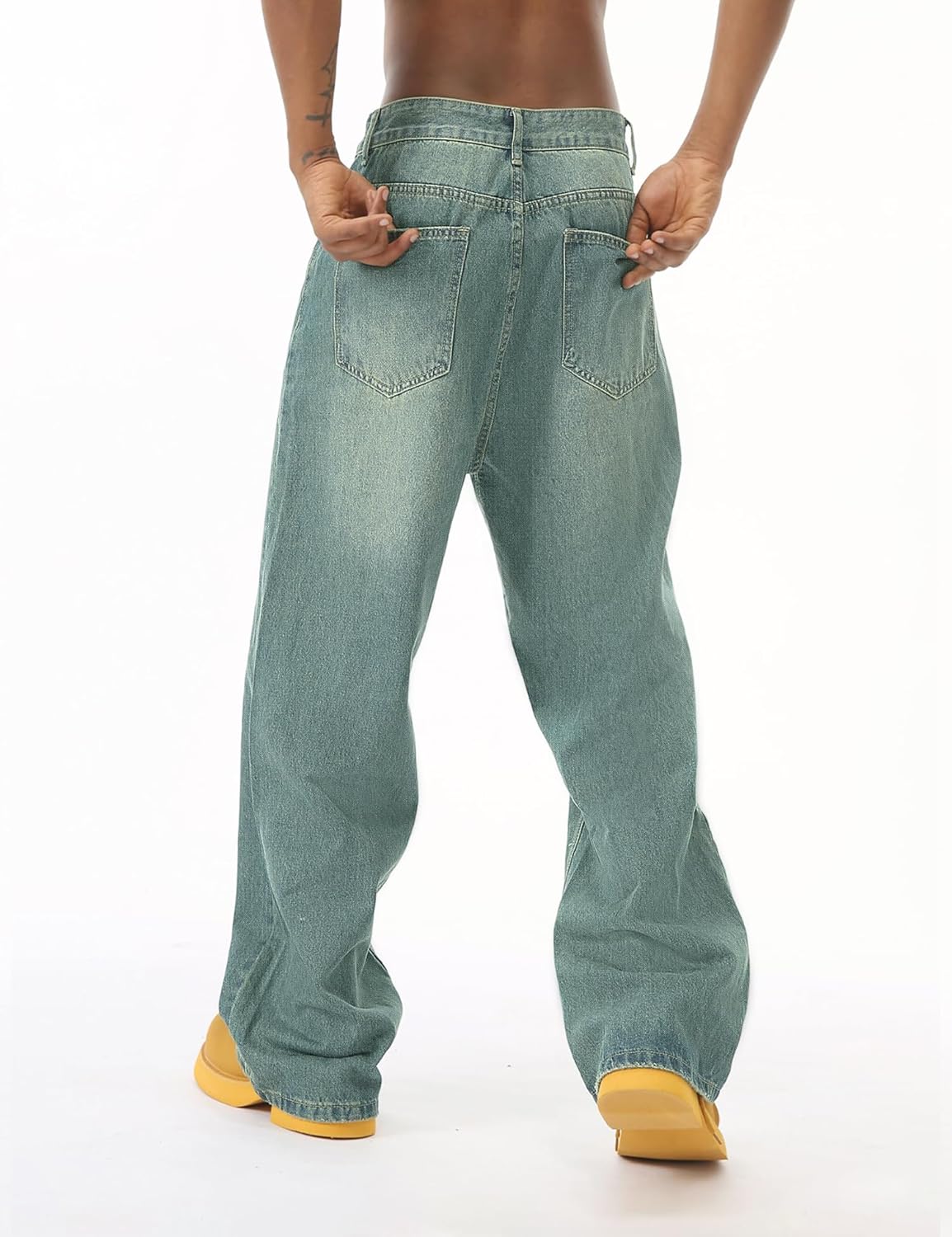 EMMIOL Baggy Jeans Men Wide Leg,Y2k Hip Hop Skater Denim Cargo Pants Casual Loose Fit,Relaxed Long Trousers - Image 4