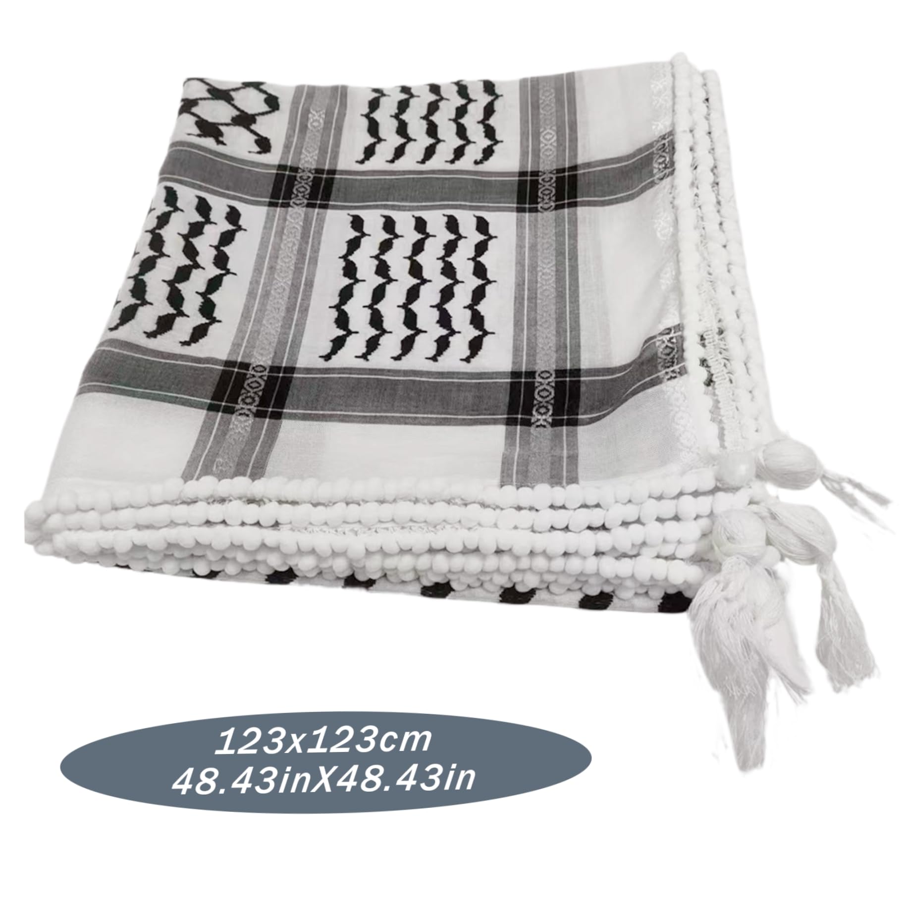 Palestine Scarf 48x48 '' Keffiyeh Palestina auténtica Bufanda Palestina Envoltura de Cuello algodón shemagh Unisex