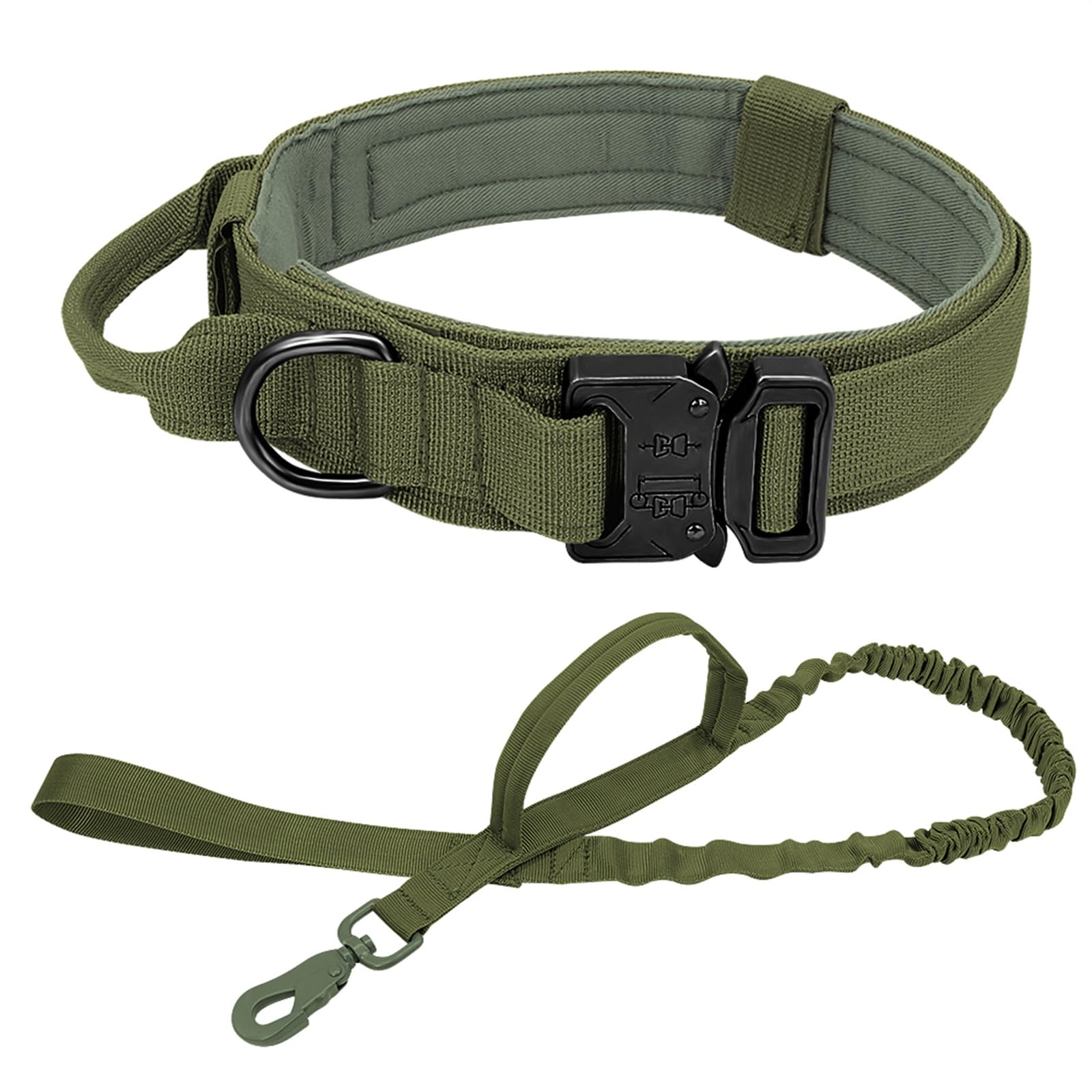 Laisse chien corde et collier militaire XL vert pour randonnée et balade nature