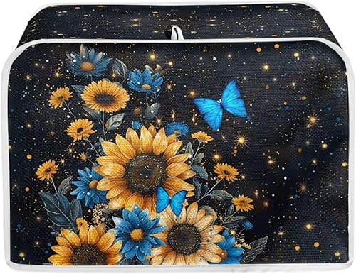 Miniatura 25 de Talayituse Cubierta para tostadora con estampado de flores de gato, ranura ancha de 2 rebanadas, ligera, protección contra el polvo, lavable, Flor