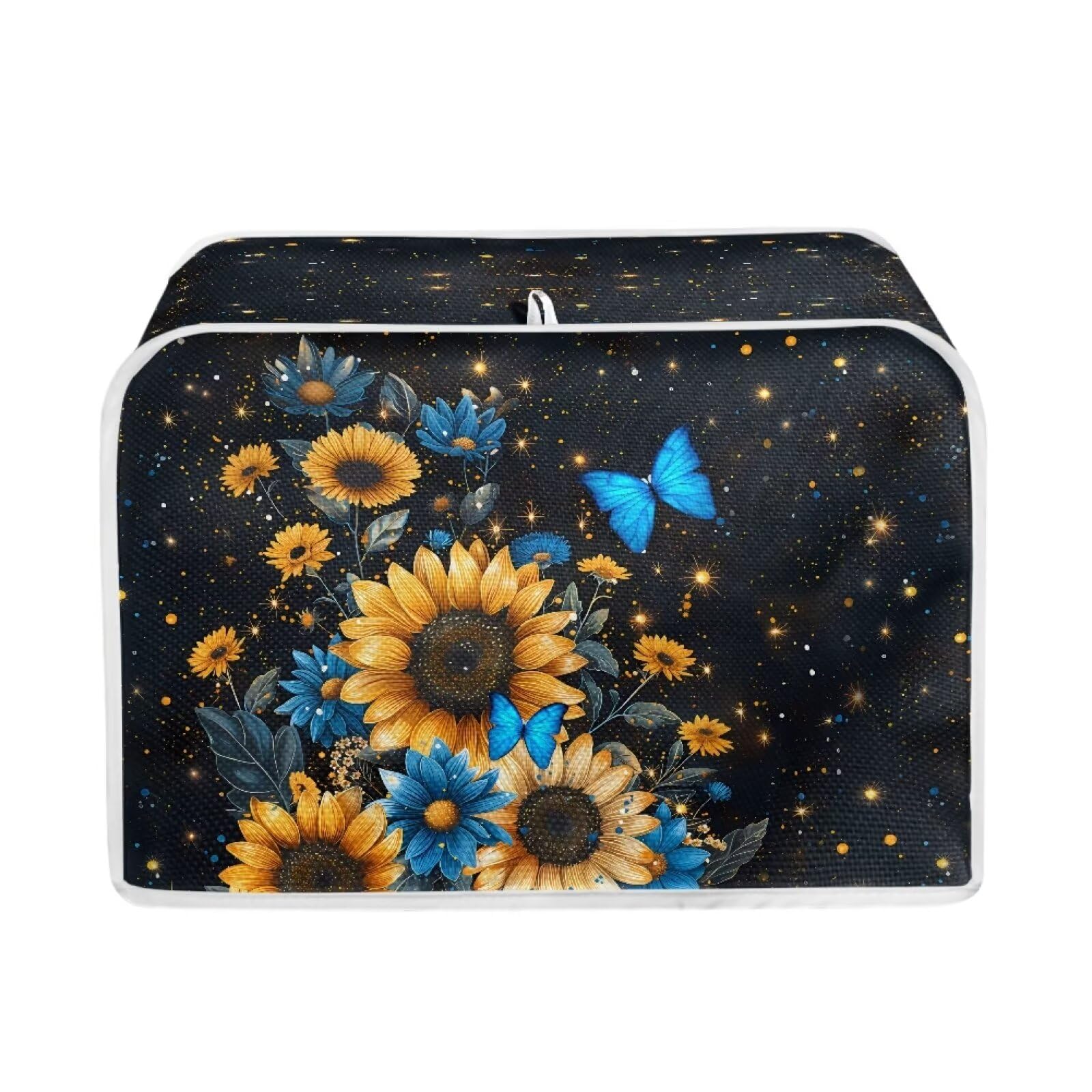 Talayituse Sunflower Butterfly Print Toaster Cover 4-Slice Wide Slot, Lightweight &amp; Dust-Protective, Washable Appliance Bag