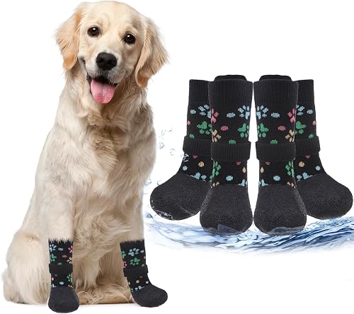 PUPTECK Anti Slip Dogs Shoes for Hot/Cold Pavement, Senior Booties, Rubber Boots