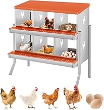 Garvee Chicken Nest Box with 6 Compartments Easy Installation and Cleaning – Egg Protection – Ideal Chicken Coop
