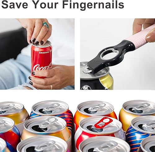 Miniatura 3 de Abridor de latas de soda y abridor de botellas de cerveza de camarero con mango de silicona de 10.7 cm de largo, abridor de pestañas de lata Pop Top