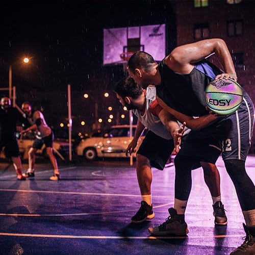 Miniatura 6 de Bola luminosa holográfica reflectante brillante para juego nocturno, tamaño oficial 7 (29.5 pulgadas), juguetes de regalo de cumpleaños de Navidad