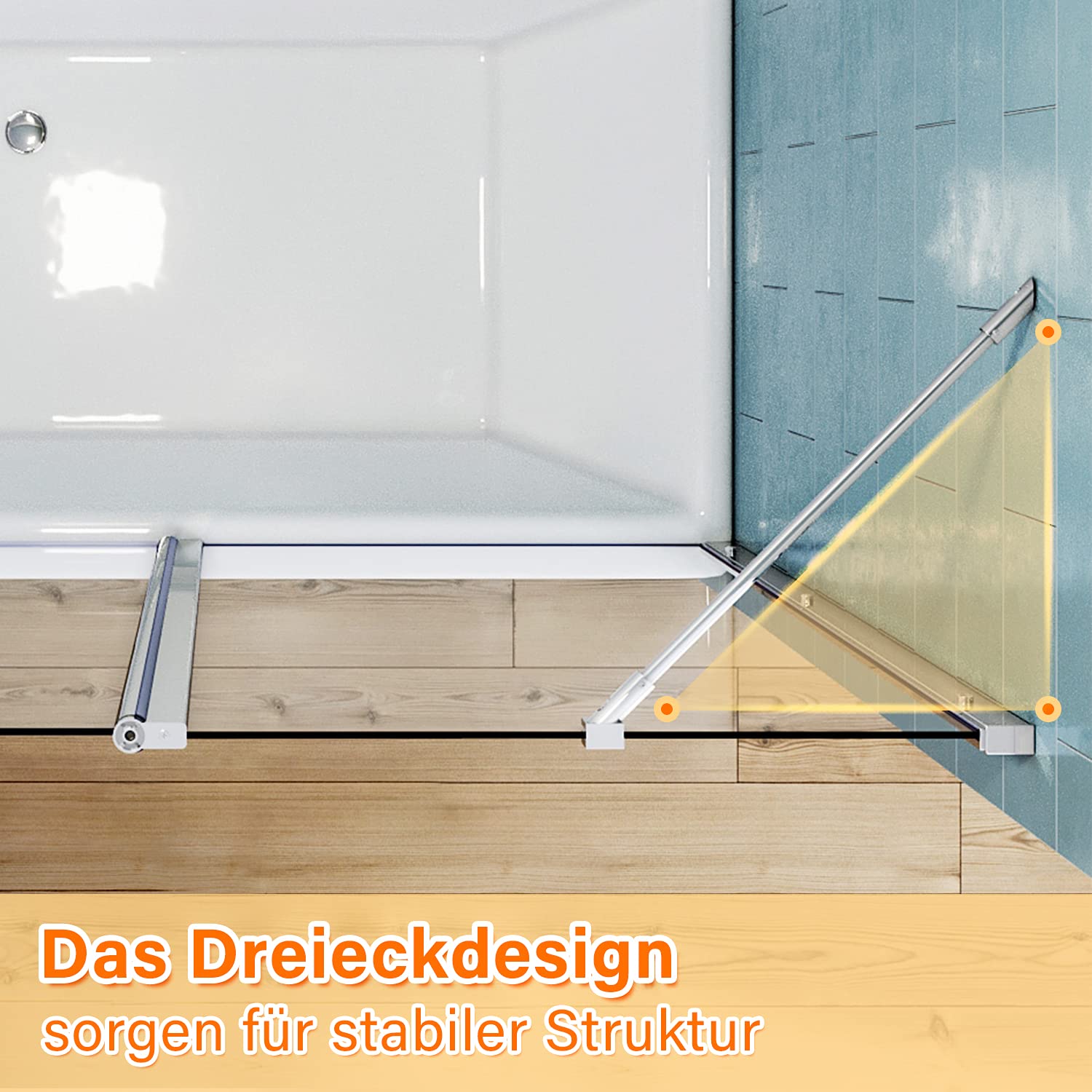 ELEGANTE Parete Vasca da Bagno Doccia 120x140cm, Parete Sopravasca, con Barra Stabilizzatrice, Smerigliato Vetro Trasparente 6mm per Vasca da Bagno, Attacco Vasca, Parete Doccia