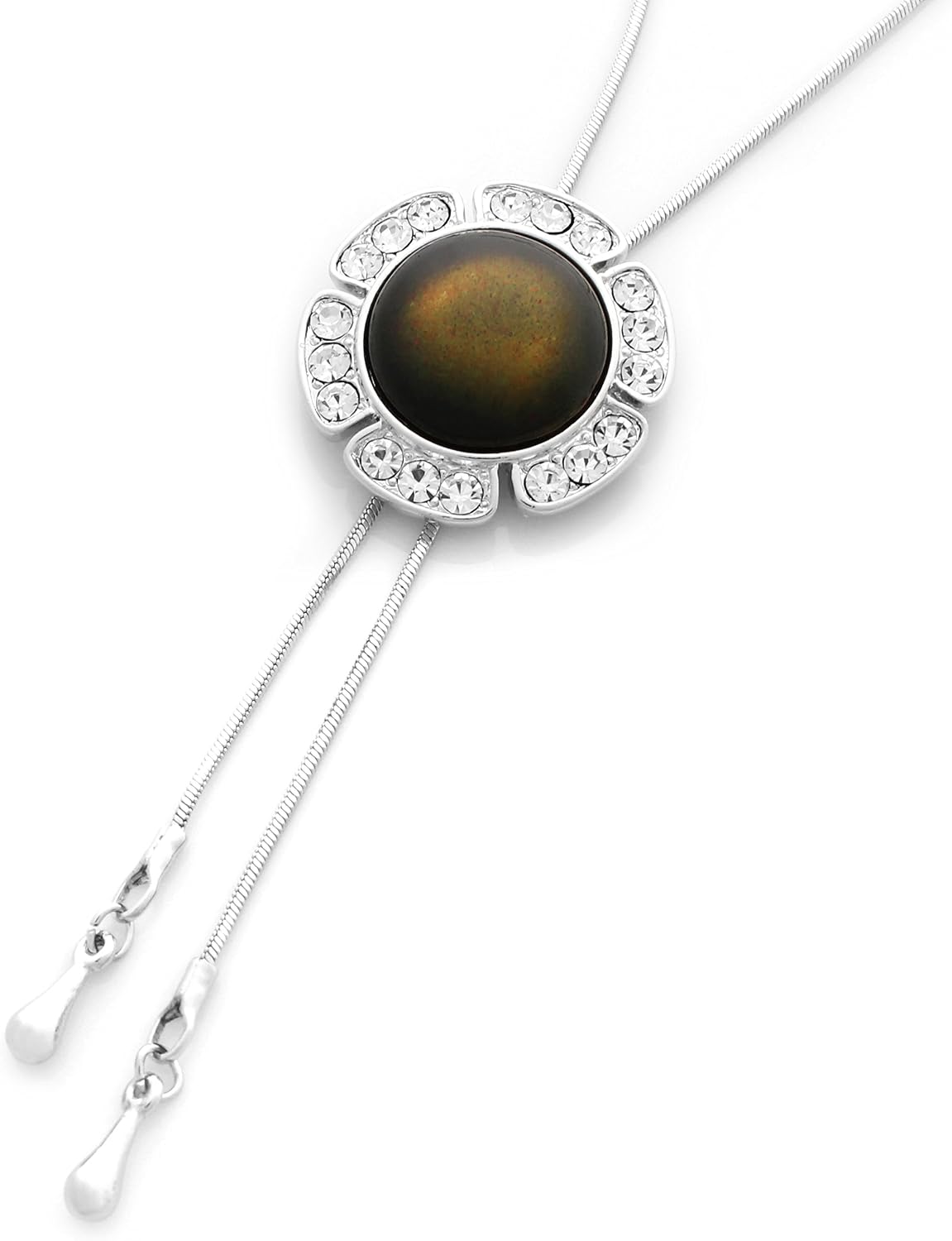 Necklace Cloisonne Easy Sliding Y-Neck Womens Deep Forest Runway W215