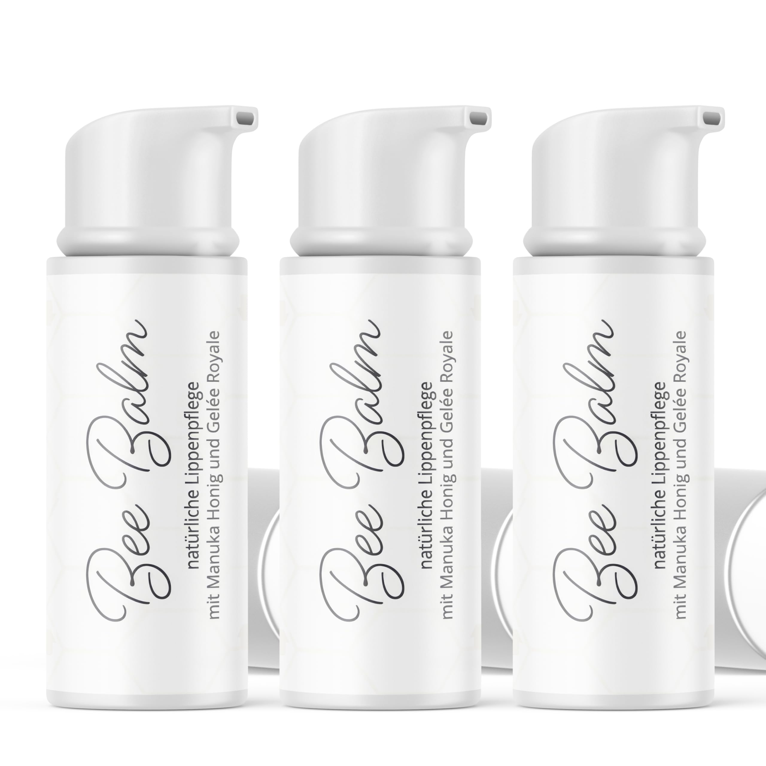 bedrop BeeBalm Lippenpflege Lippenbalsam im Pump-Spender mit Manuka Honig, Gelée Royale, Retinol - feuchtigkeitsspendend, Anti-Aging für Lippen & Nase 100% natürlich, 6ml (3x 6ml im Sparset)