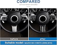 Vista 3 de Fibra de carbono, para Mazda, marco de botón de volante, decoración para Mazda MX-5, MIATA MX5, 2006, 2007, 2008, 2009, 2010, 2011, 2012, 2013, Negro